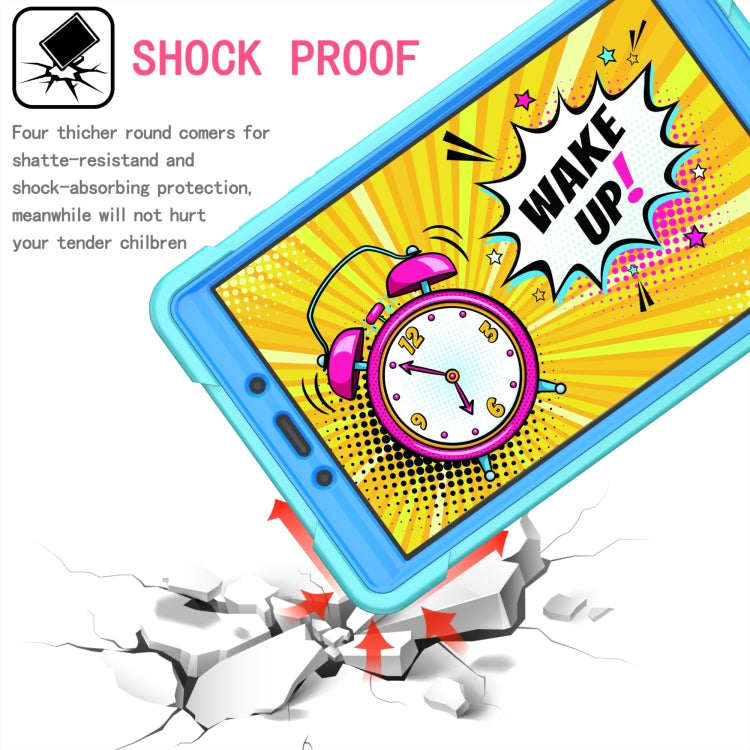 For Samsung Galaxy Tab A 8.0 (2019) T290 Contrast Color Shockproof Robot Silicone + PC Case with Wristband Holder