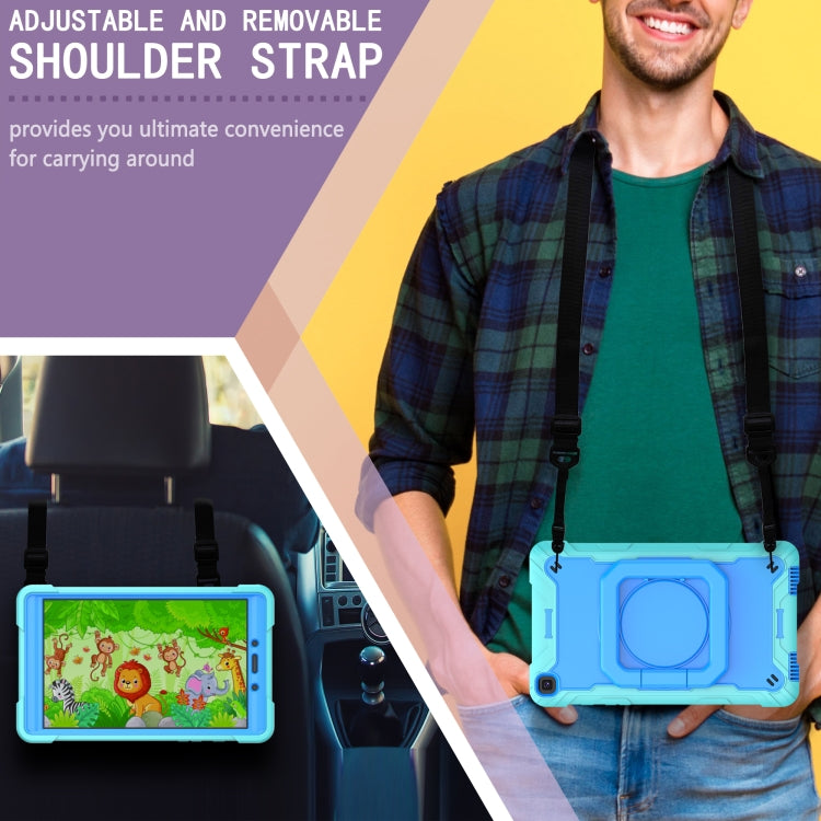 For Samsung Galaxy Tab A 8.0 (2019) T290 Contrast Color Shockproof Robot Silicone + PC Case with Wristband Holder