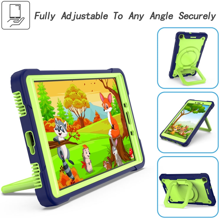 For Samsung Galaxy Tab A 8.0 (2019) T290 Contrast Color Shockproof Robot Silicone + PC Case with Wristband Holder