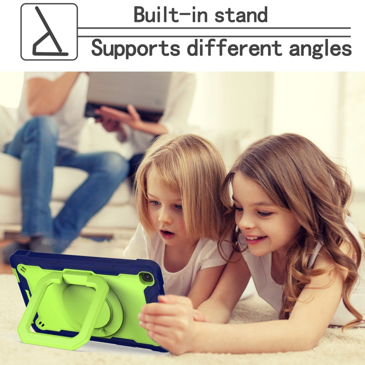 For Samsung Galaxy Tab A 8.0 (2019) T290 Contrast Color Shockproof Robot Silicone + PC Case with Wristband Holder