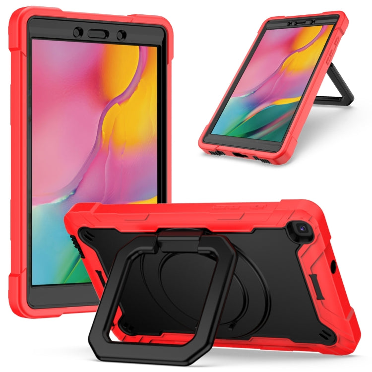 For Samsung Galaxy Tab A 8.0 (2019) T290 Contrast Color Shockproof Robot Silicone + PC Case with Wristband Holder