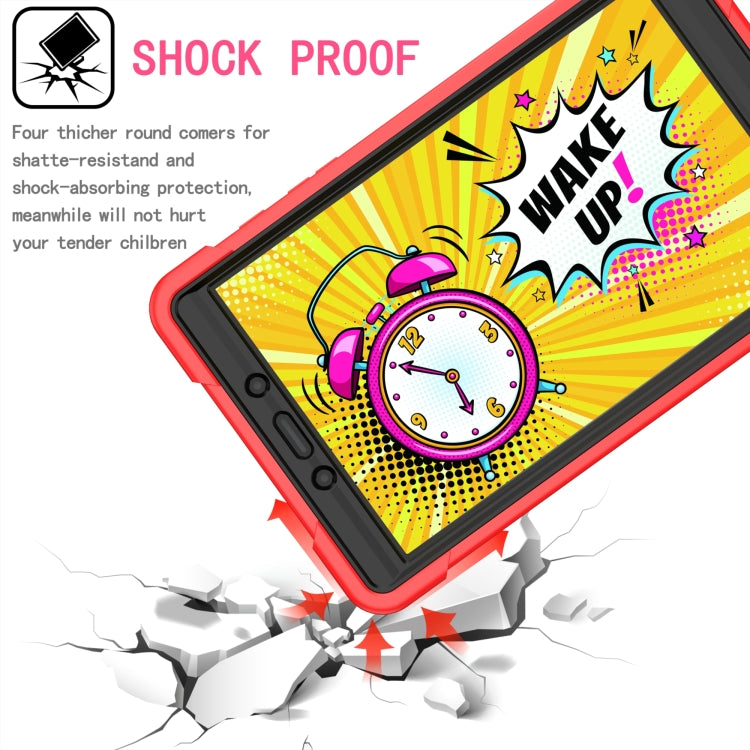 For Samsung Galaxy Tab A 8.0 (2019) T290 Contrast Color Shockproof Robot Silicone + PC Case with Wristband Holder