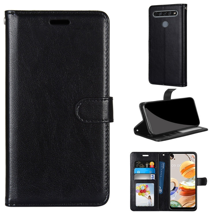 For LG K61 Pure Color Horizontal Flip PU Leather Case with Holder & Card Slots & Wallet & Photo Frame