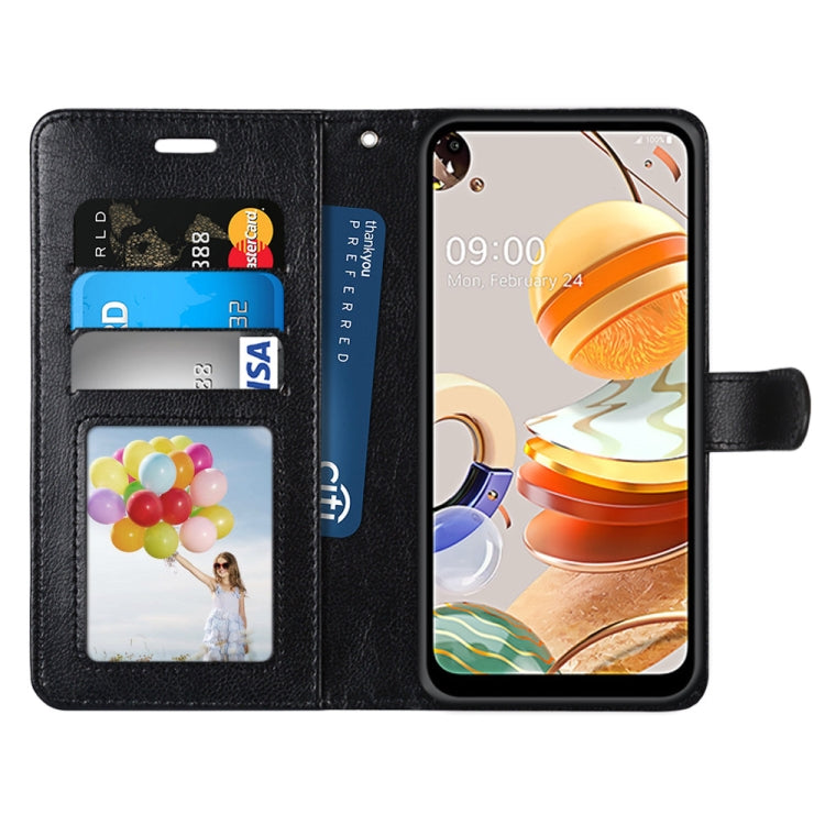 For LG K61 Pure Color Horizontal Flip PU Leather Case with Holder & Card Slots & Wallet & Photo Frame