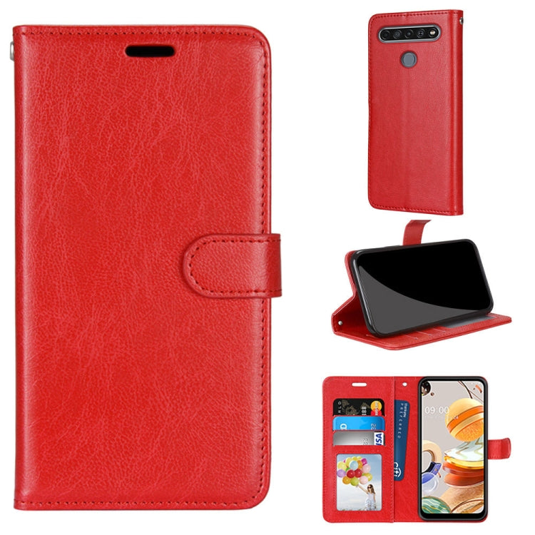 For LG K61 Pure Color Horizontal Flip PU Leather Case with Holder & Card Slots & Wallet & Photo Frame