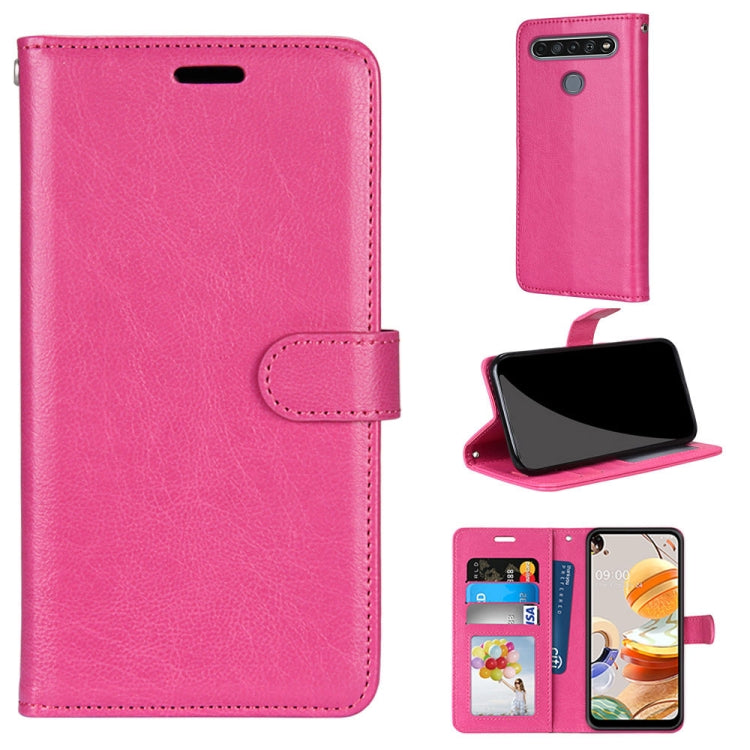 For LG K61 Pure Color Horizontal Flip PU Leather Case with Holder & Card Slots & Wallet & Photo Frame