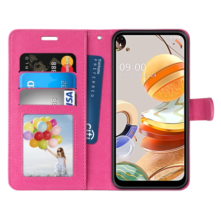 For LG K61 Pure Color Horizontal Flip PU Leather Case with Holder & Card Slots & Wallet & Photo Frame
