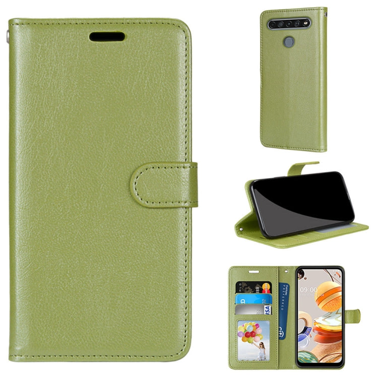 For LG K61 Pure Color Horizontal Flip PU Leather Case with Holder & Card Slots & Wallet & Photo Frame