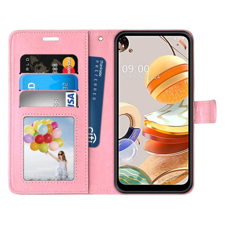 For LG K61 Pure Color Horizontal Flip PU Leather Case with Holder & Card Slots & Wallet & Photo Frame