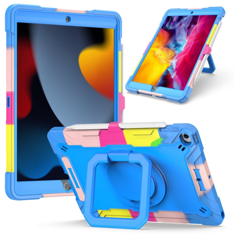 For iPad 10.2 2021 / 2020 / 2019 Contrast Color Shockproof Robot Silicone + PC Case with Wristband Holder