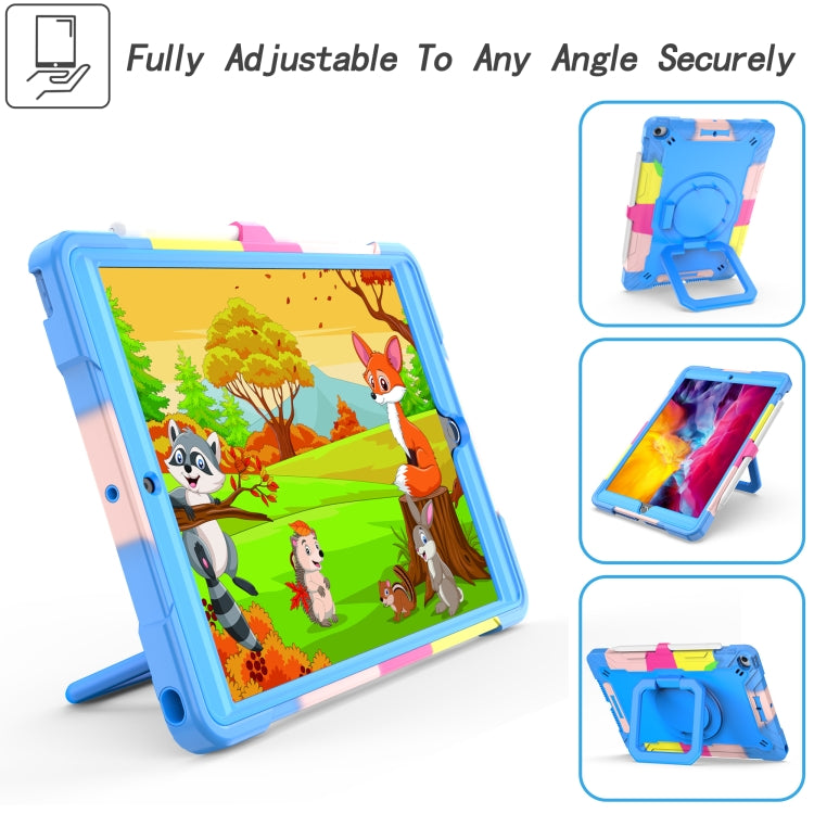 For iPad 10.2 2021 / 2020 / 2019 Contrast Color Shockproof Robot Silicone + PC Case with Wristband Holder