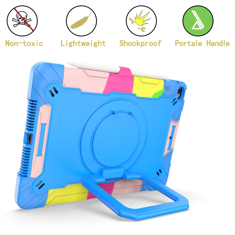 For iPad 10.2 2021 / 2020 / 2019 Contrast Color Shockproof Robot Silicone + PC Case with Wristband Holder