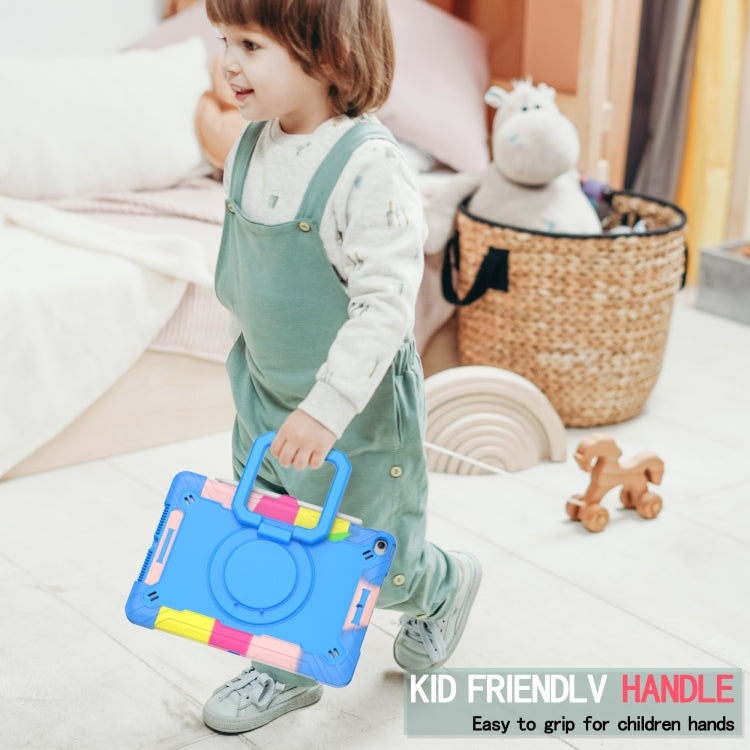 For iPad 10.2 2021 / 2020 / 2019 Contrast Color Shockproof Robot Silicone + PC Case with Wristband Holder