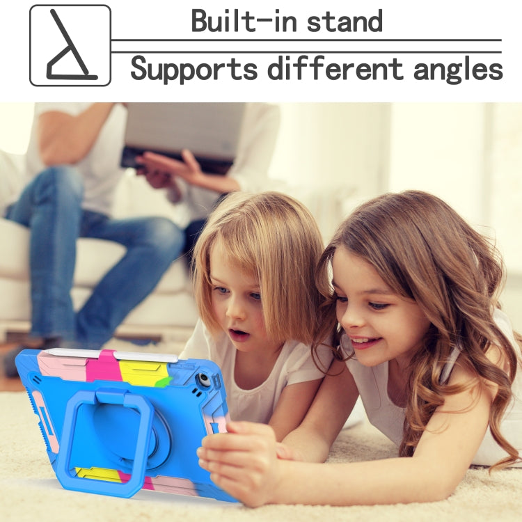 For iPad 10.2 2021 / 2020 / 2019 Contrast Color Shockproof Robot Silicone + PC Case with Wristband Holder