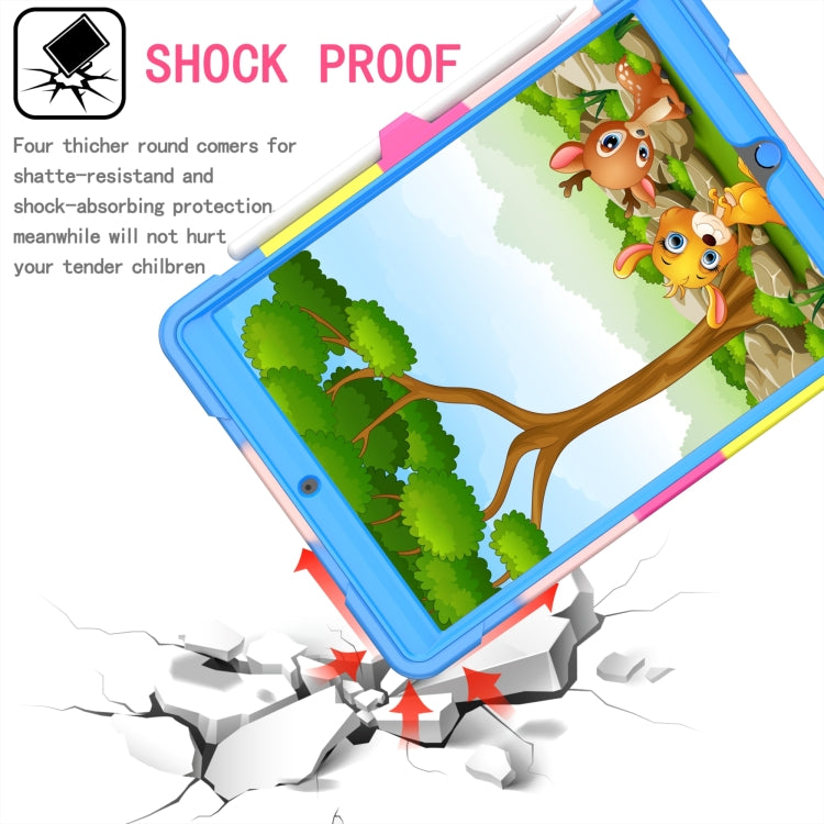 For iPad 10.2 2021 / 2020 / 2019 Contrast Color Shockproof Robot Silicone + PC Case with Wristband Holder