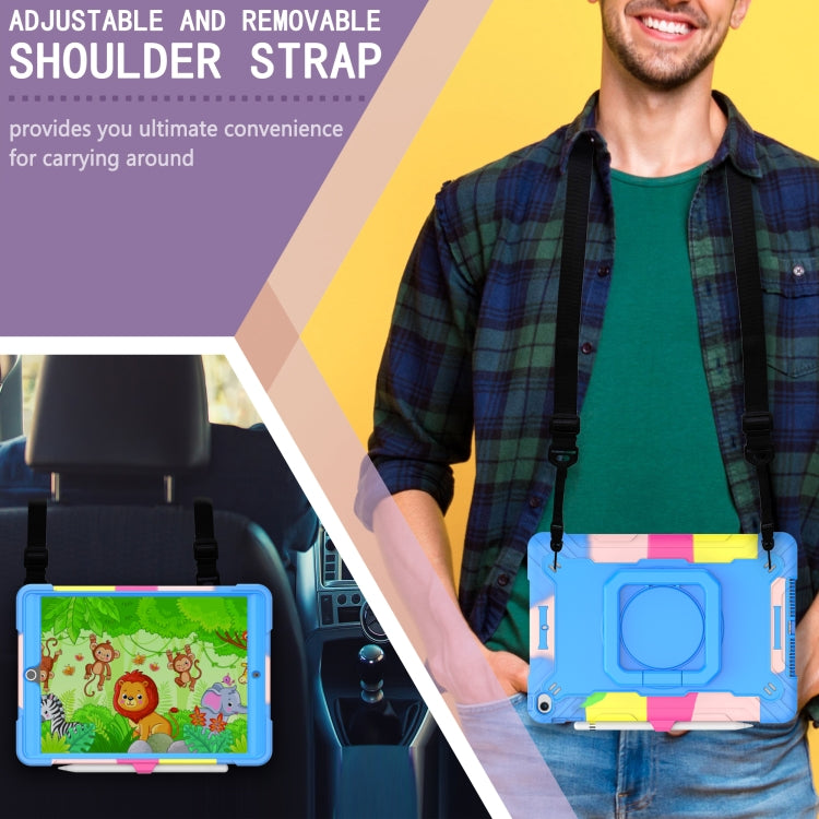 For iPad 10.2 2021 / 2020 / 2019 Contrast Color Shockproof Robot Silicone + PC Case with Wristband Holder