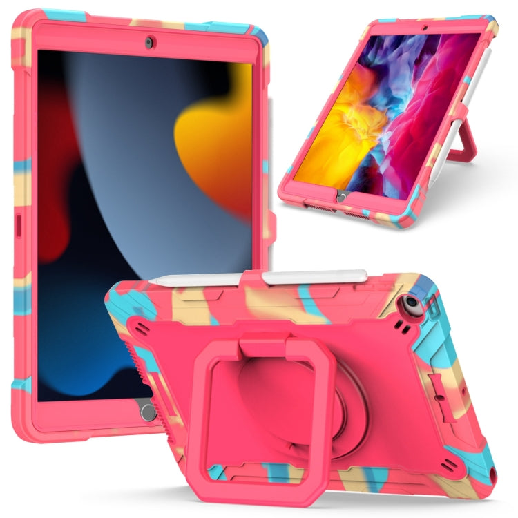 For iPad 10.2 2021 / 2020 / 2019 Contrast Color Shockproof Robot Silicone + PC Case with Wristband Holder