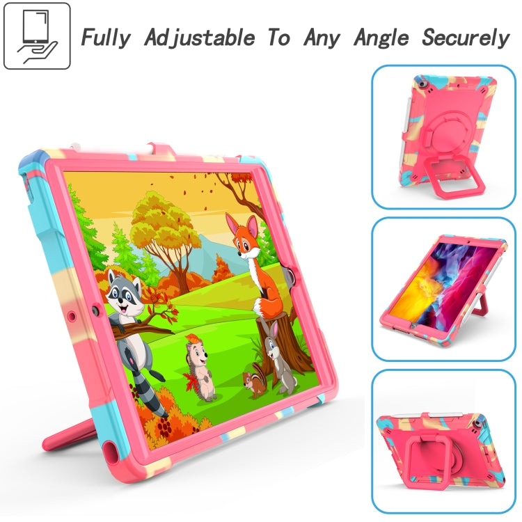 For iPad 10.2 2021 / 2020 / 2019 Contrast Color Shockproof Robot Silicone + PC Case with Wristband Holder