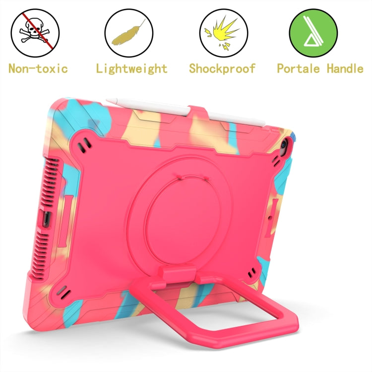 For iPad 10.2 2021 / 2020 / 2019 Contrast Color Shockproof Robot Silicone + PC Case with Wristband Holder