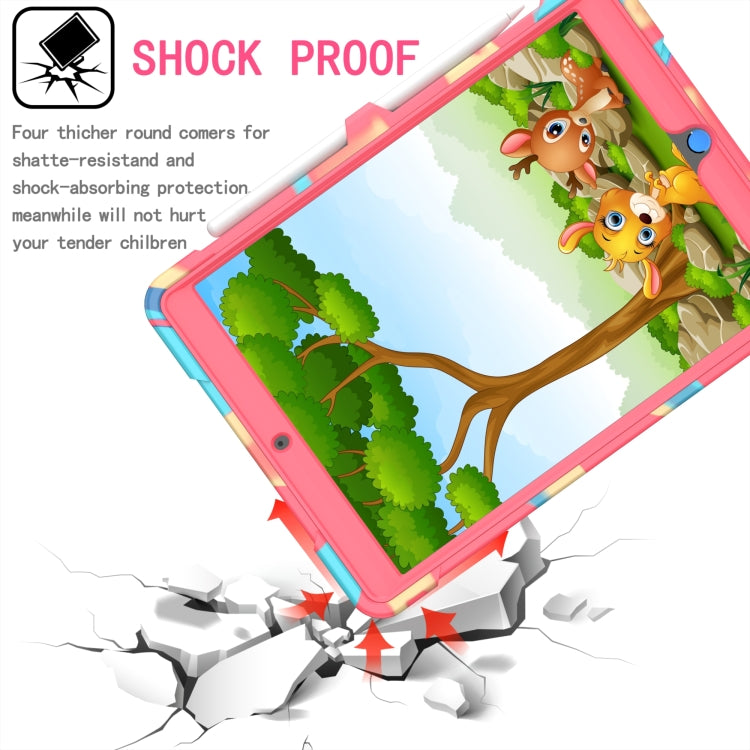 For iPad 10.2 2021 / 2020 / 2019 Contrast Color Shockproof Robot Silicone + PC Case with Wristband Holder