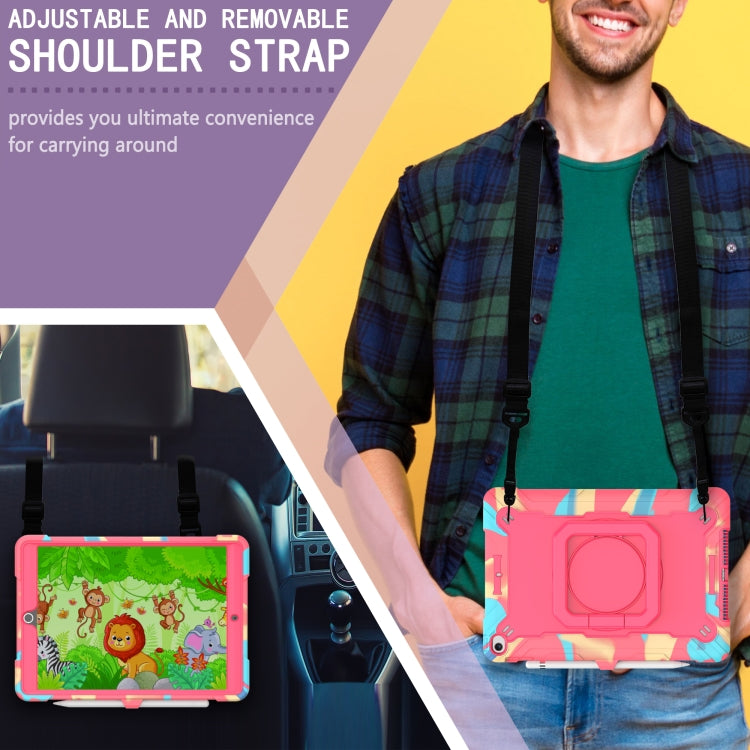 For iPad 10.2 2021 / 2020 / 2019 Contrast Color Shockproof Robot Silicone + PC Case with Wristband Holder