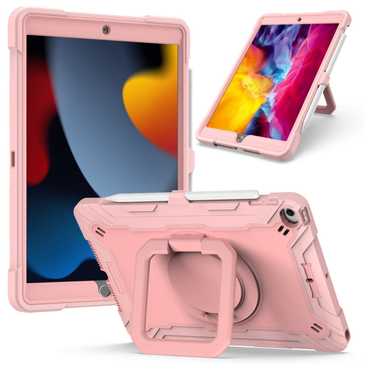 For iPad 10.2 2021 / 2020 / 2019 Contrast Color Shockproof Robot Silicone + PC Case with Wristband Holder