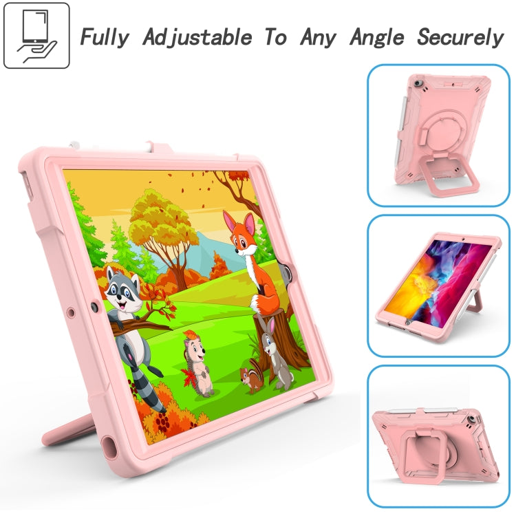 For iPad 10.2 2021 / 2020 / 2019 Contrast Color Shockproof Robot Silicone + PC Case with Wristband Holder