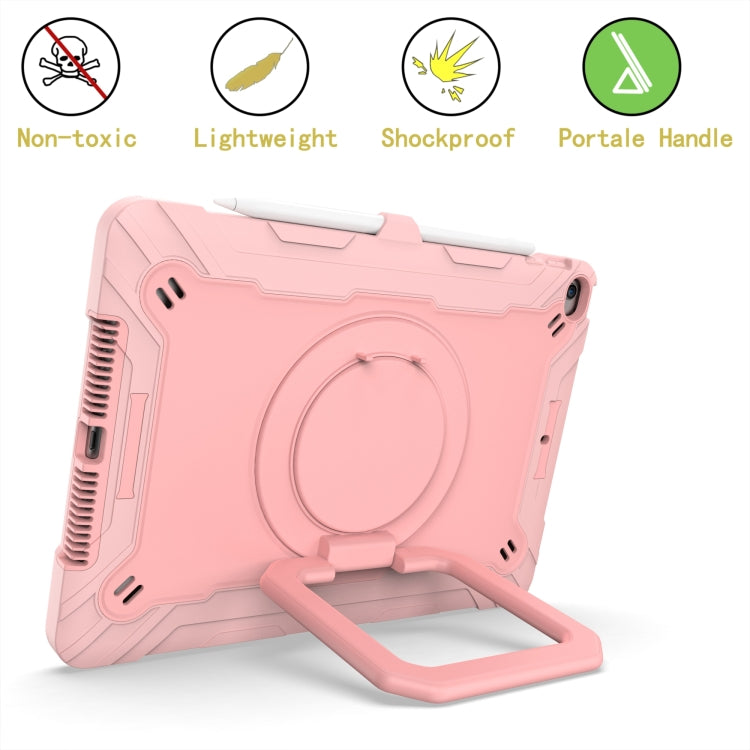 For iPad 10.2 2021 / 2020 / 2019 Contrast Color Shockproof Robot Silicone + PC Case with Wristband Holder