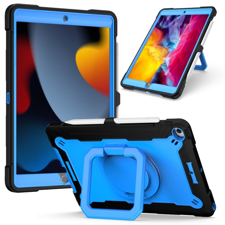 For iPad 10.2 2021 / 2020 / 2019 Contrast Color Shockproof Robot Silicone + PC Case with Wristband Holder