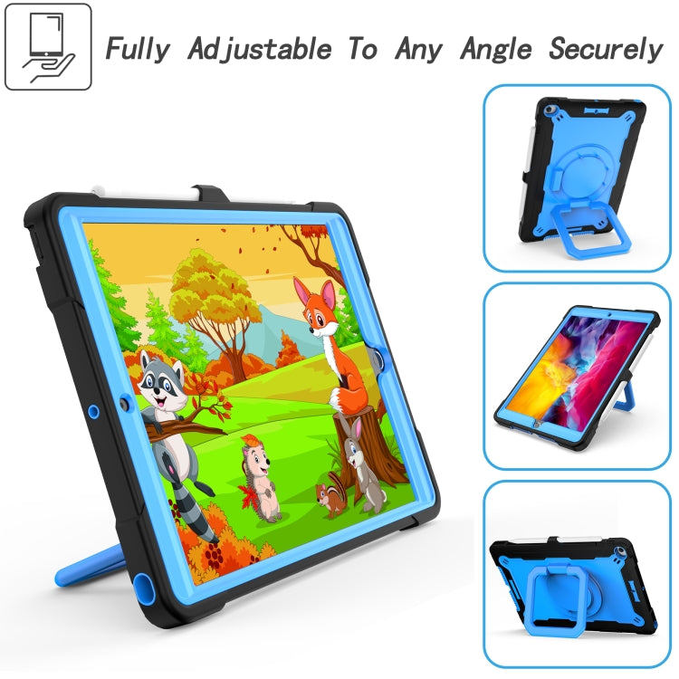 For iPad 10.2 2021 / 2020 / 2019 Contrast Color Shockproof Robot Silicone + PC Case with Wristband Holder