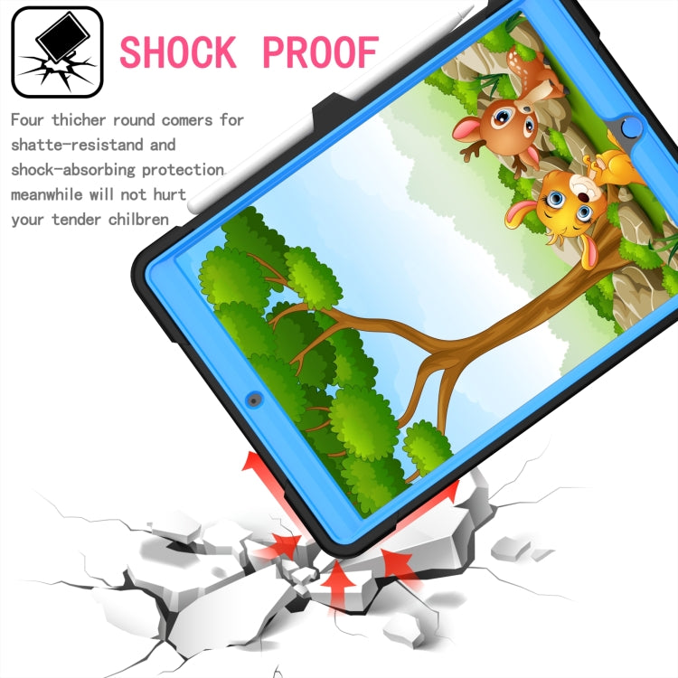 For iPad 10.2 2021 / 2020 / 2019 Contrast Color Shockproof Robot Silicone + PC Case with Wristband Holder