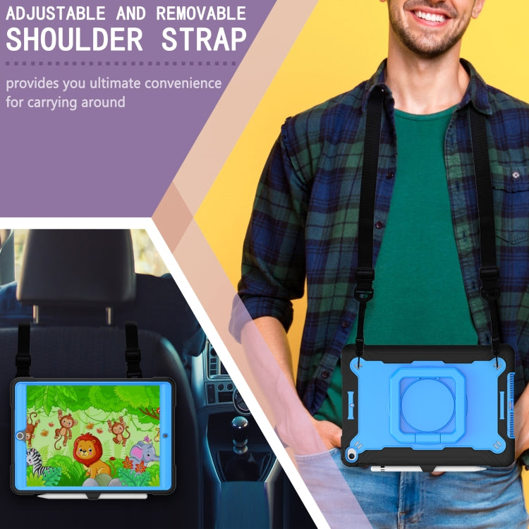 For iPad 10.2 2021 / 2020 / 2019 Contrast Color Shockproof Robot Silicone + PC Case with Wristband Holder