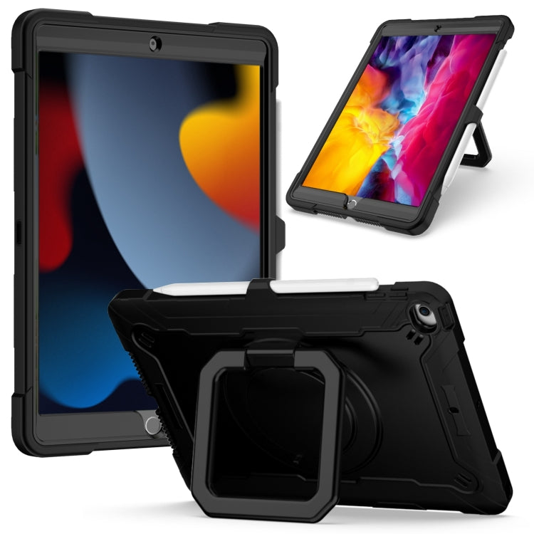 For iPad 10.2 2021 / 2020 / 2019 Contrast Color Shockproof Robot Silicone + PC Case with Wristband Holder