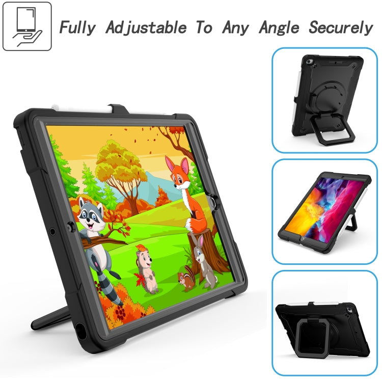 For iPad 10.2 2021 / 2020 / 2019 Contrast Color Shockproof Robot Silicone + PC Case with Wristband Holder