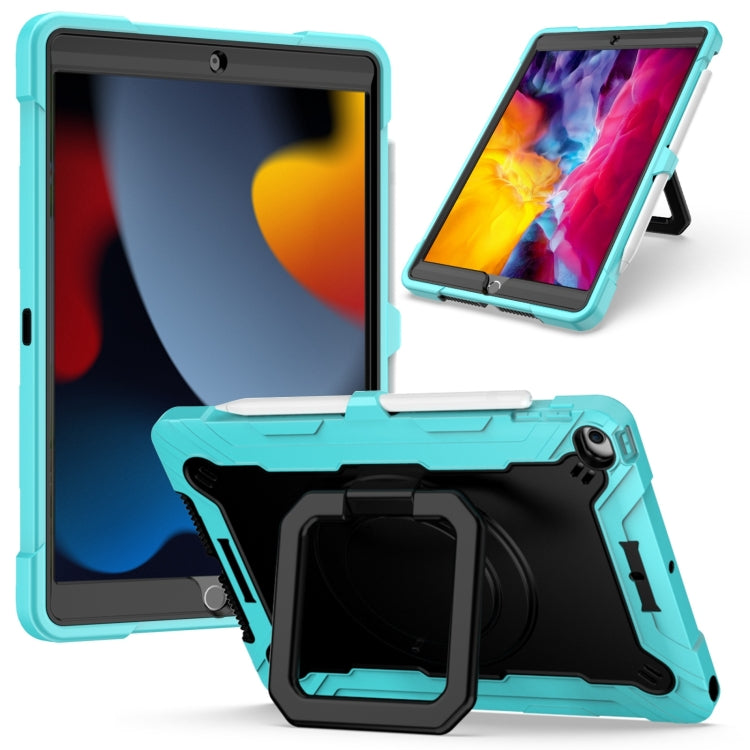 For iPad 10.2 2021 / 2020 / 2019 Contrast Color Shockproof Robot Silicone + PC Case with Wristband Holder