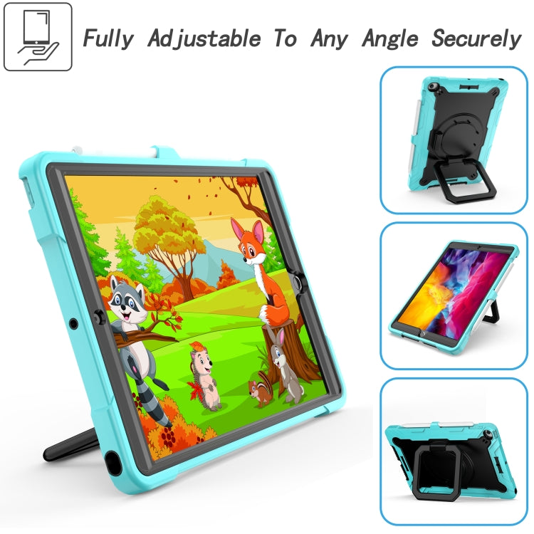 For iPad 10.2 2021 / 2020 / 2019 Contrast Color Shockproof Robot Silicone + PC Case with Wristband Holder