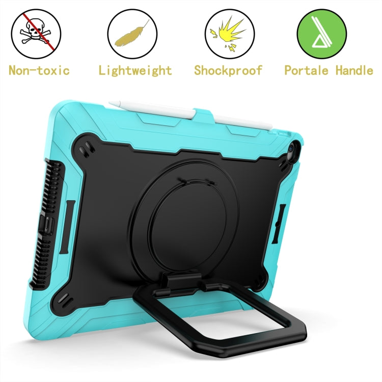 For iPad 10.2 2021 / 2020 / 2019 Contrast Color Shockproof Robot Silicone + PC Case with Wristband Holder