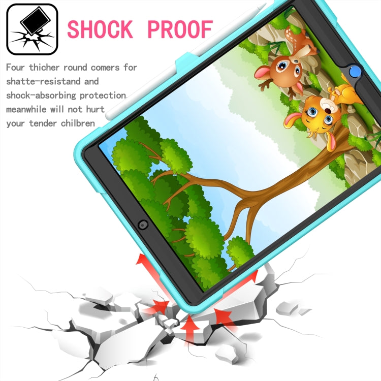 For iPad 10.2 2021 / 2020 / 2019 Contrast Color Shockproof Robot Silicone + PC Case with Wristband Holder