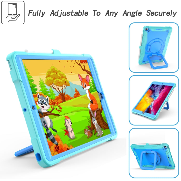 For iPad 10.2 2021 / 2020 / 2019 Contrast Color Shockproof Robot Silicone + PC Case with Wristband Holder
