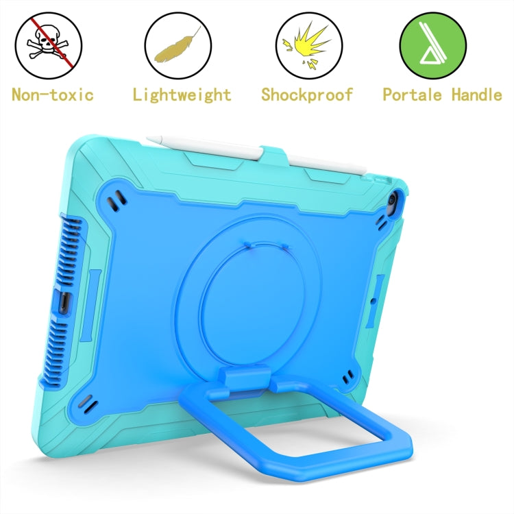 For iPad 10.2 2021 / 2020 / 2019 Contrast Color Shockproof Robot Silicone + PC Case with Wristband Holder