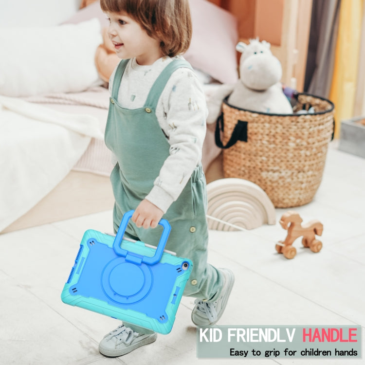 For iPad 10.2 2021 / 2020 / 2019 Contrast Color Shockproof Robot Silicone + PC Case with Wristband Holder