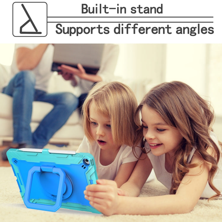 For iPad 10.2 2021 / 2020 / 2019 Contrast Color Shockproof Robot Silicone + PC Case with Wristband Holder