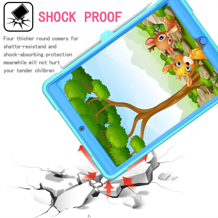 For iPad 10.2 2021 / 2020 / 2019 Contrast Color Shockproof Robot Silicone + PC Case with Wristband Holder