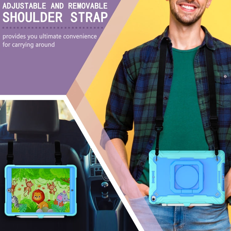 For iPad 10.2 2021 / 2020 / 2019 Contrast Color Shockproof Robot Silicone + PC Case with Wristband Holder
