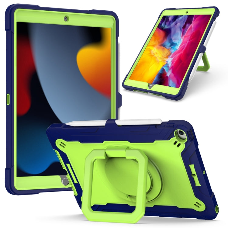 For iPad 10.2 2021 / 2020 / 2019 Contrast Color Shockproof Robot Silicone + PC Case with Wristband Holder