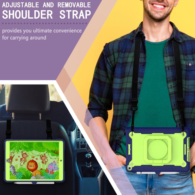 For iPad 10.2 2021 / 2020 / 2019 Contrast Color Shockproof Robot Silicone + PC Case with Wristband Holder
