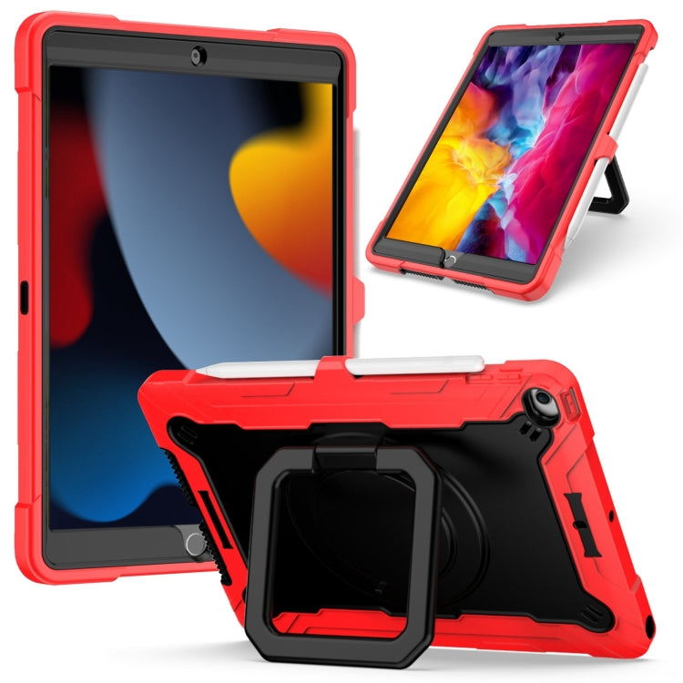 For iPad 10.2 2021 / 2020 / 2019 Contrast Color Shockproof Robot Silicone + PC Case with Wristband Holder