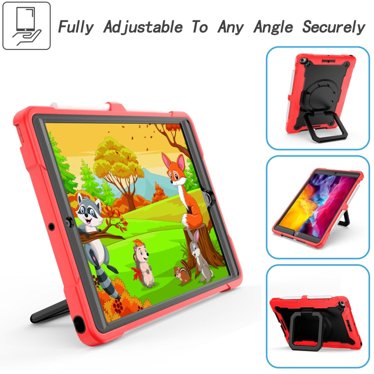 For iPad 10.2 2021 / 2020 / 2019 Contrast Color Shockproof Robot Silicone + PC Case with Wristband Holder