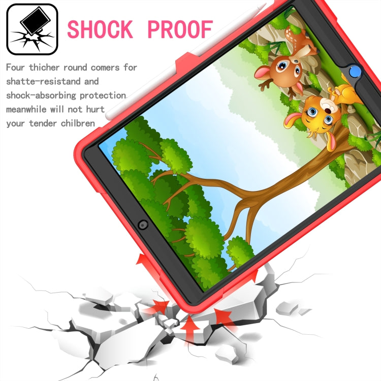 For iPad 10.2 2021 / 2020 / 2019 Contrast Color Shockproof Robot Silicone + PC Case with Wristband Holder