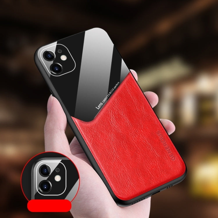 For iPhone 12 Pro All-inclusive Leather + Organic Glass Phone Case with Metal Iron Sheet
